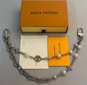 Louis Vuitton LV Letter Flower Pearl Double Chain Bag Belt Chain-3868