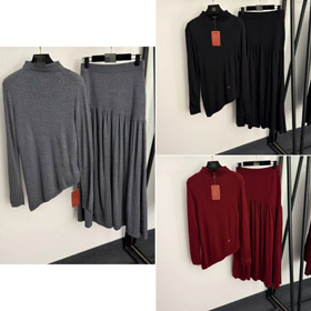 Loro Piana new wool knit set with irregular slanted hem-5384  